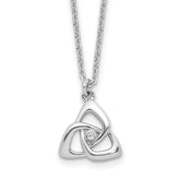 Sterling Silver Rhodium-Rhodium-Plated Celtic Triangle CZ 16in w/2 in ext Necklace